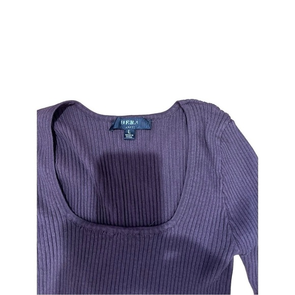 Hera collection ribbed cocoa brown cropped top square neck women's large - Picture 2 of 5